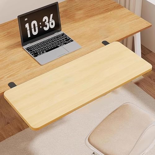 Ergonomic Wooden Keyboard Tray - Desk Extension Attachment, Clamp-On Shelf for Elbow Support, Adjustable Arm Rest, 40x20cm Desk Accessories for Improved Comfort