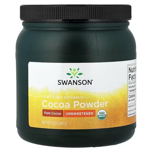 Swanson 100% Certified Organic Cocoa Powder Unsweetened 12 Ounce (340 g) Pwdr