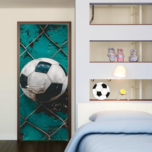 Pegatinas para Puerta Fútbol Americano Pegatinas Puertas Tema Deportivo Autoadhesivas Pared Murales Calcomanías de Vinilo Extraíbles para Decoración del Hogar 85x215 cm A/N2910