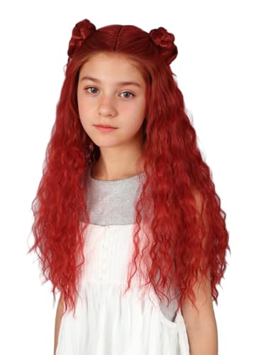 CGVG Peluca larga y rizada roja con dos moños para cosplay, Halloween, carnaval, disfraz de fiesta (adultos)