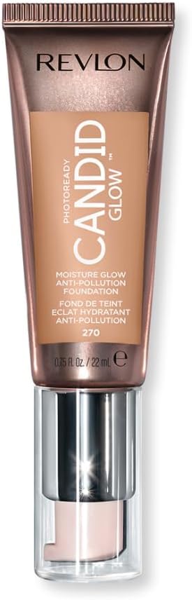 Revlon PhotoReady Candid Glow Moisture Glow Anti-Pollution Foundation with Vitamin E and Prickly Pear Oil, Anti-Blue Light Ingredients, without Parabens, Pthalates, and Fragrances, Medium Beige, 0.75 oz