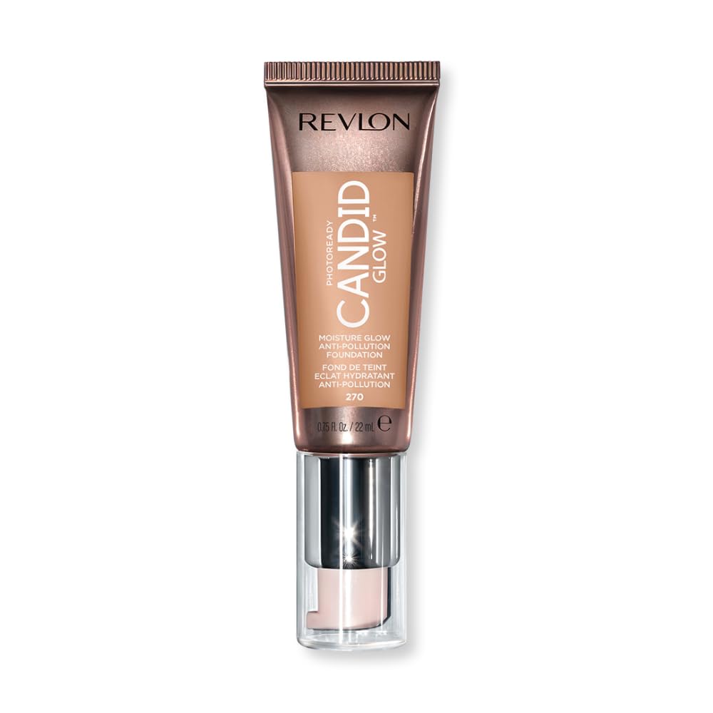Revlon PhotoReady Candid Glow Moisture Glow Anti-Pollution Foundation with Vitamin E and Prickly Pear Oil, Anti-Blue Light Ingredients, without Parabens, Pthalates, and Fragrances, Medium Beige, 0.75 oz