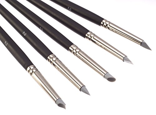 Jerry Q Art 19 Pcs Brush And Color Shaper Set. 14 Golden Nylon Round, Flat, Fan, Filbert Brushes And 5 Silicon Color Shapers. Multimedia Set Jq219 #TOP3