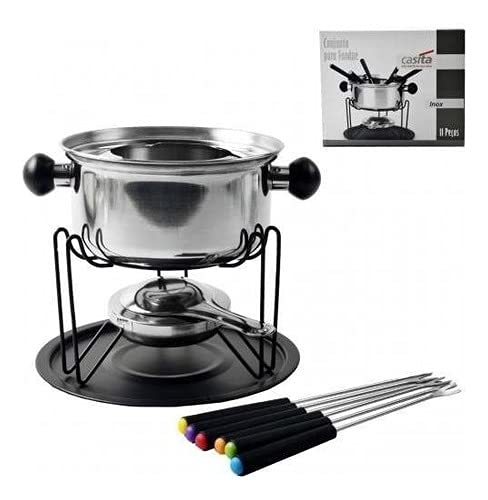 Conjunto Para Fondue Em Inox 10 Peças Para Queijos Chocolate Molho (CA12134)