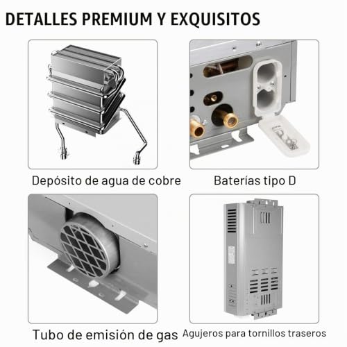 Miniatura 7 de 18l Calentador De Agua A Gas Lpg Calentador De Agua A Gas Butano 36kw Calentador De Agua De Gas Licuado De Petróleo Sin Tanque,Para Baño Cocina Autocaravana Camping Al Aire Libre Etc. 18l Blanco