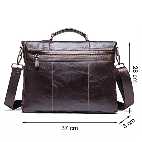 Men's Genuine Leather Business Briefcase Handbag Laptop Casual Large Shoulder Bag Vintage Messenger Bags3