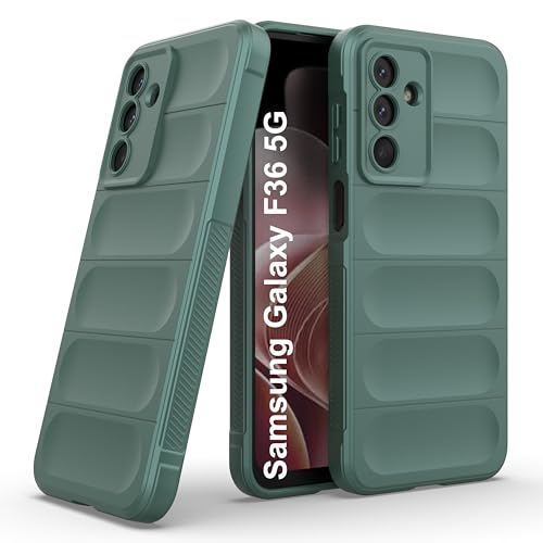 Image of Zapcase Back Case Cover for Samsung Galaxy F36 5G | Compatible for Samsung Galaxy F36 5G Back Cover | Liquid Silicon Magic Case with Camera Protection | Dark Green