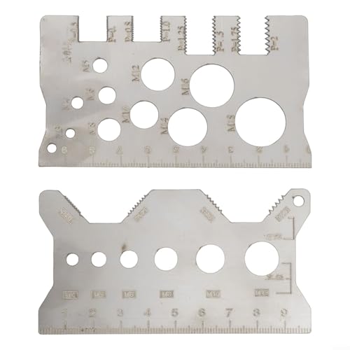 Set di 2 misuratori del passo della filettatura della vite, righello in acciaio inossidabile 304 per una misurazione accurata del diametro e del passo della vite, per specifiche metriche di bulloni e