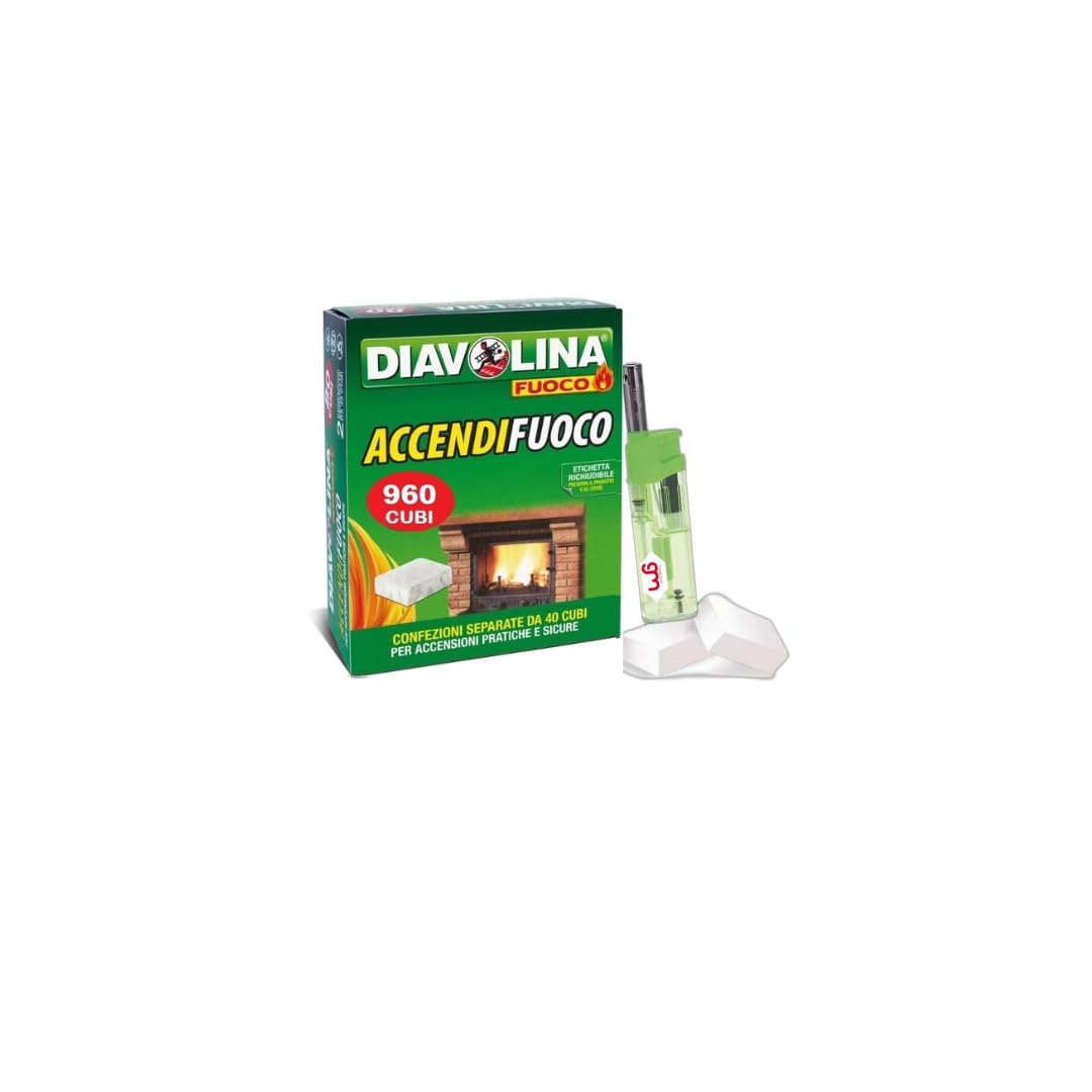 Diavolina - Encendedor clásico n.1 en Italia, encendido instantáneo práctico seguro para chimenea, estufa, madera, barbacoa con encendedor GM (960)