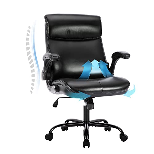 Office Chair, Executive Home Office Computer Desk Chair, Ergonomic Leather Chair For Lumbar Support And Comfort, Adjustable Height And Tilt, Swivel Rolling Task Chair For Work, Study, Game (Black) #TOP2