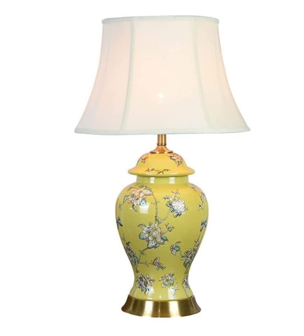 SGKOMN Desk Lamps For Reading Floral Table Lamp Chinese Ceramic Vase Bedside Desk Nightstand Lamp For Bedroom Living Room Office College Lamps For Living Room-A-Dimmer