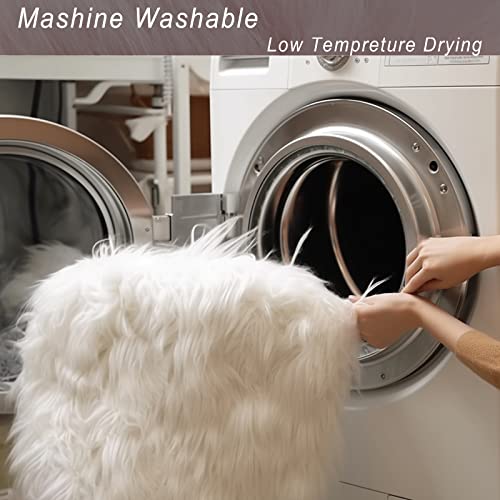 Ttloj Luxury Fluffy Rugs, Machine Washable, Ultra Soft Faux Sheepskin Fur, Faux Fur Area Rugs, For Living Room Bedroom Kids Room Nursery Room Decor Carpet, Rectangle, 4X6 Feet Pink #TOP4