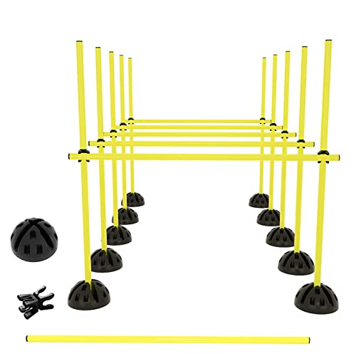 TRMLBE Conjunto de arra de Slalom Obstáculos de Agilidad para niños de fútbol Bastones de Entrenamiento Bastones de Slalom con Bastones, pies y Clips de conexión - Amarillo