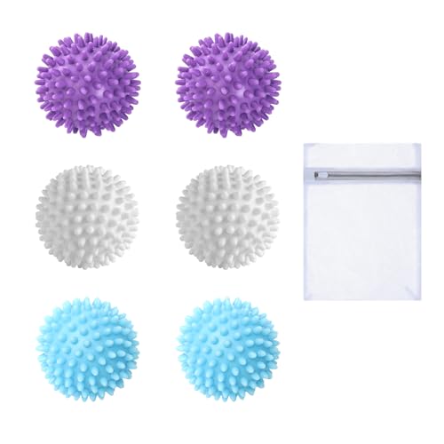 6 Piezas Bolas De Secado Reutilizables,Pelotas De Lavadora Mejorando El Lavado,Red De Lavandería Para Lavadora,Bolas De Secadora Para Toda La Ropa,Para Lavar Y Secar Ropa,Kiuiom