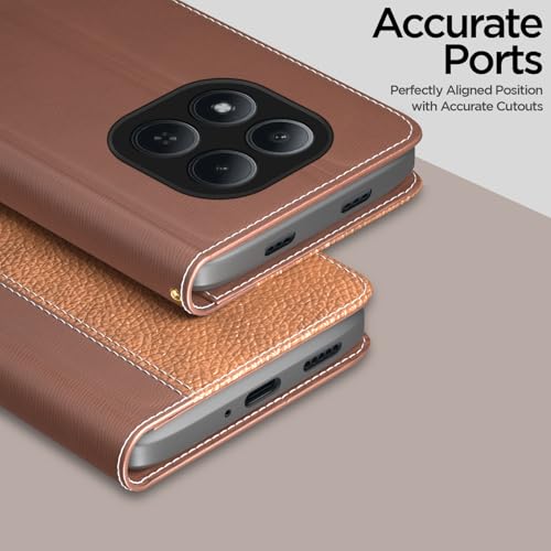 Image of Outlouders Flip Cover for Redmi Note 15 Pro 5G | Leather Finish | Wallet Stand and Shock Proof | Complete Protection Flip Case (Tan)