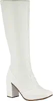 Bota Feminina Bico Quadrado Salto Alto Cano Longo Stretch