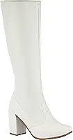 Bota Feminina Bico Quadrado Salto Alto Cano Longo Stretch