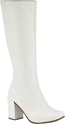 Bota Feminina Bico Quadrado Salto Alto Cano Longo Stretch