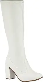 Bota Feminina Bico Quadrado Salto Alto Cano Longo Stretch