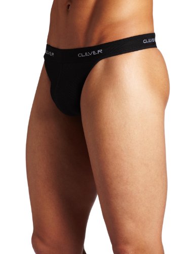 Clever Men's Mesh Thong, Black, Medium