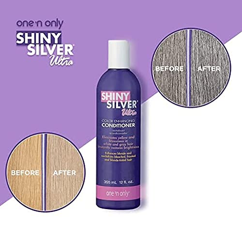 One 'N Only Shiny Silver Ultra Color-Enhancing Conditioner, Restores Shiny Brightness To White, Grey, Bleached, Frosted, Or Blonde-Tinted Hair, Protects Hair Color - 12 Fl. Oz #TOP2
