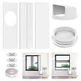 Portable Ac Window Vent Kit with 5.1" & 5.9" Universal Hose Adapter, YJHome Air Conditioner Window Seal Kit with 3 Adjustable Slide Seal Plates, Portable Air Conditioner Window Kit for Sliding Window