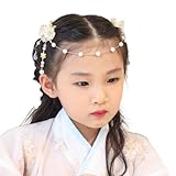 Cntqiang Chinese Style Children's Tassel Forehead Head Chain Sweet Retro Flower Hairpin Princess Hanfu Accessories Hair Clips Headband for Girls