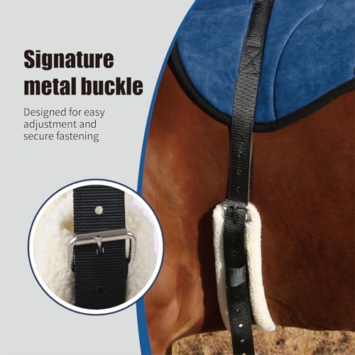 Image of Harrison Howard Ergonomically Designed Correct Bareback Pad with Side Pockets Extra Thick Center for Maximum Support Anti-Slip Bareback Pad Comes with Matching Girth