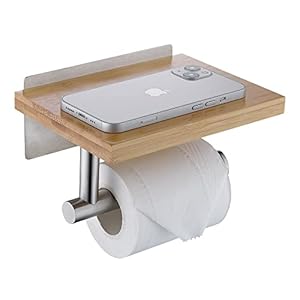 HomeHeng Toilettenpapierhalter H98903BN Edelstahl Holzablage