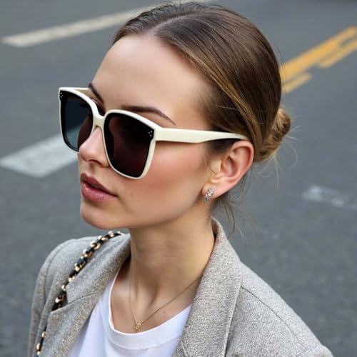 Oversized Retro Women's Sunglasses, Square Trendy Classic Simple Men Shades UV4002