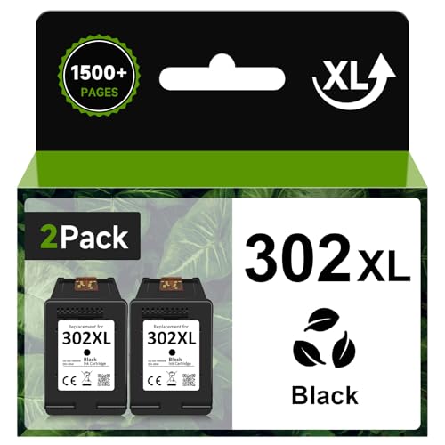 CARTRIGO 302XL 302 XL Cartuchos de Tinta Remanufacturado para HP 302 XL Negro Cartucho de Tinta 302 Impresora Compatible para HP Envy 4524 4520 4527 DeskJet 3630 2130 OfficeJet 3831 3835 5230 (2-Pack)