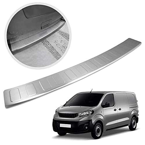 CHROMEMASTER | Protection de Pare-Chocs arrière | Compatible avec Peugeot Expert de 2016- | Acier INOX brossé, Argent Mat | Protection de seuil de Coffre pour protéger Votre Voiture des Rayures