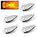 ECOTRIC 5PCS 17 LED Chrome Clear Torpedo Cab Marker Roof Running Top Lights Assembly Super Bright Heavy Duty Trucks Replacement for Volvo International Kenworth Peterbilt Freightliner Mack