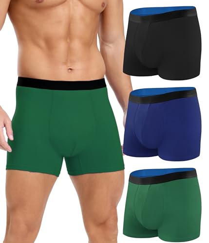 SUNCHIRI Men's Incontinence Underwear, 150 ML Absorbency Washable and Reusable Cotton Leakproof Protection Boxer Briefs 3 Pack (Multicolor02, Medium)
