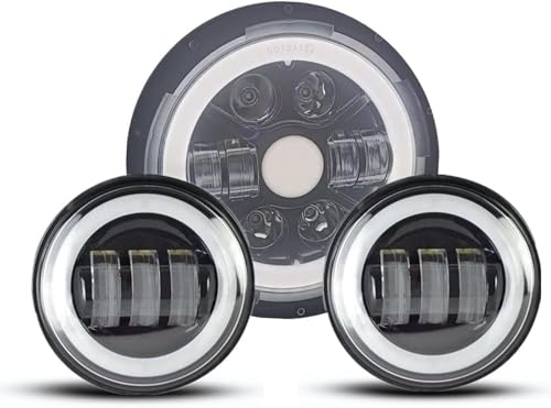 Phare LED rond 7 pouces pour rouler de nuit en Street Glide avec antibrouillards