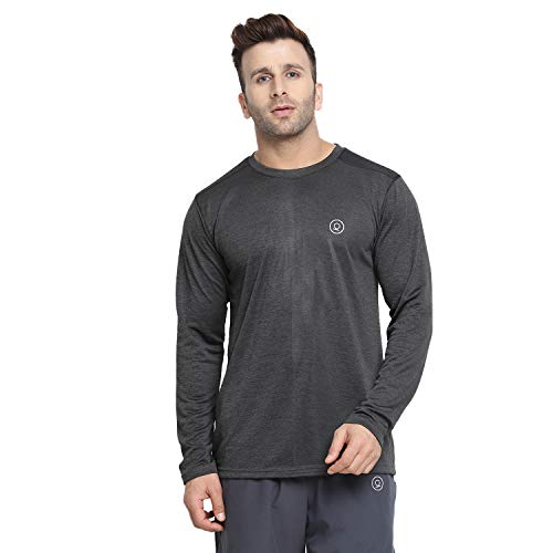 CHKOKKO Men’s Round Neck Regular Dry Fit Gym Sports T-Shirt Darkgrey S