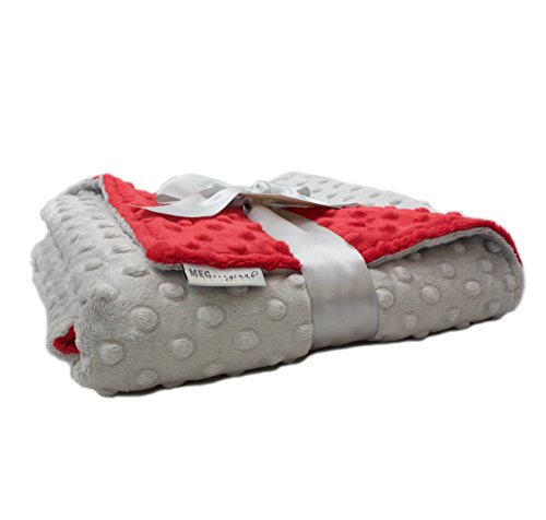 Meg Original Minky Dot Baby Baby Blanket, Red And Gray #TOP3