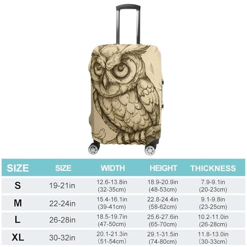 Travel Luggage Cover Suitcase Cover Suitcase Protector Pencil Drawing Owl Luggage Covers Washable Baggage Cover Elastic Anti-Scratch Suitcase Case Protector for Adult Personalized Suitcase Covers2