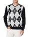 Amazon Essentials Men's V-Neck Pullover Sweater (Available in Big & Tall), Black Argyle, Large