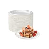 Lot de 100 assiettes en carton blanches, Ø 15 cm, 100 % biodégradables et compostables, assiettes jetables respectueuses de l'environnement, pour pique-niques, barbecues (15 cm/100 pièces)