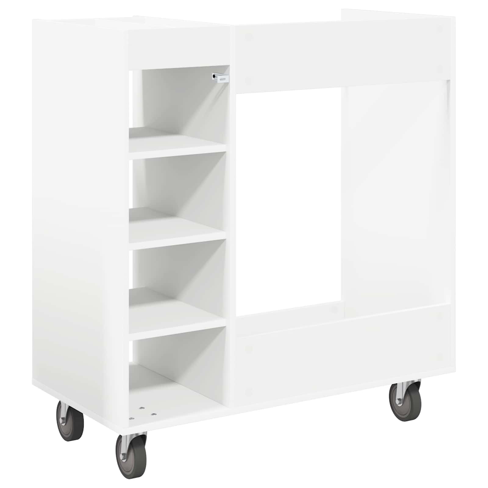 Gecheer Golf Schrank, Holz Schrank mit Rad 90 x 45 x 98 cm weiß, freistehende Regale, Metallrückwand, Stauraum für Garage, Haushalt, Golfzubehör