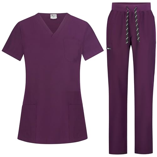 B-well Bella - Ensemble de blouses pour femmes - Tunique et pantalon à enfiler - Uniforme médicale pour médecin - Blouse à manches longues avec boutons - Vêtement...