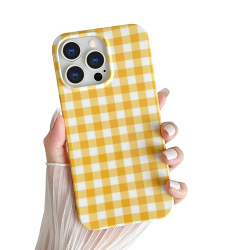 Coque iPhone 13 Pro vichy jaune Skyseaco en TPU souple antichoc