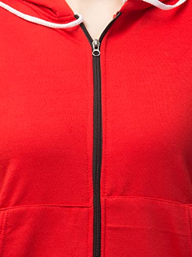 Image of Women's Solid Casual Zipper Cotton Relaxed Fit Sweatshirt for Winter