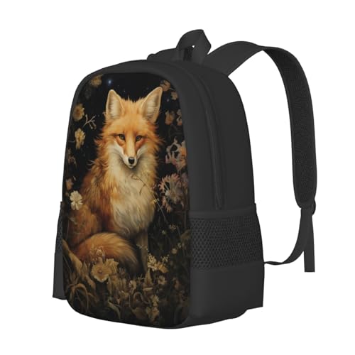 Stylish Unisex 17 Inch Backpack Fox Flowers Starlight Spacious Compartments for Work Essentials Casual Outings & Trips2