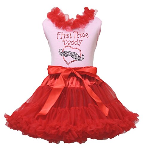 Robe Saint Valentin rouge pour vêtement fille 1-8Y avec motif First Time Daddy Rose