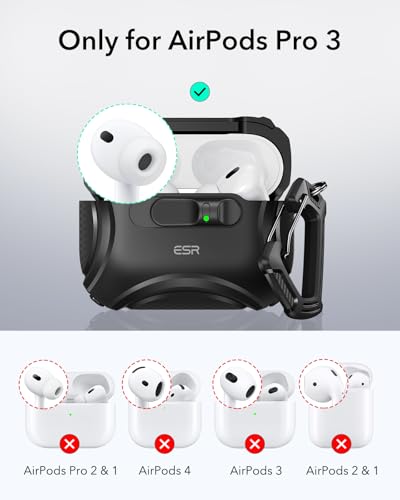 ESR for AirPods Pro 3 Case (2025), Compatible with Airpods Pro 3rd Generation (USB-C Cable), Effortless MagSafe, Drop-Proof Lock, Easy Open, Cyber Series, Black - 2