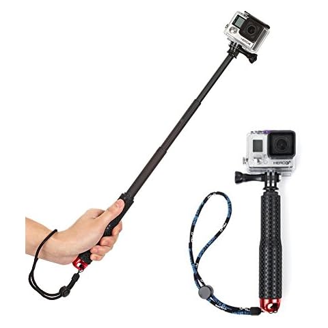 Walway 19'' Waterproof Underwater Hand Grip Adjustable Extension Selfie Stick Monopod Pole for GOPRO Hero 6/5/ 5 Session/ 4 Session/ 4/3+/ 3/2/1, GeekPro, AKASO, Xiaomi Yi, SJCAM SJ4000 (Red) Cover