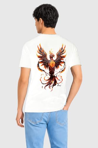 Image of I-Drip Phoenix Rising Fire Bird Graphic Printed Cotton Tee for Men & Women