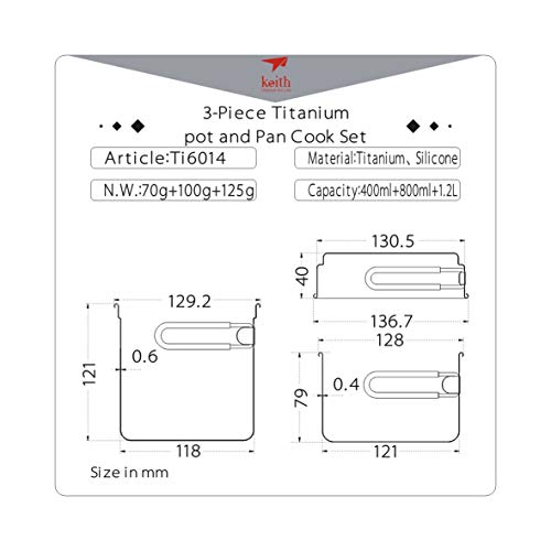 Keith Titanium Ti6014 3-Piece Pot And Pan Cook Set - 2400Ml #TOP1